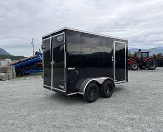 Thumbnail Photo of 2026 Impact Quake 6x12 V Nose Cargo / Enclosed Trailer Tandem Axle Black Barn Doors Extra Height 7000lb GVW