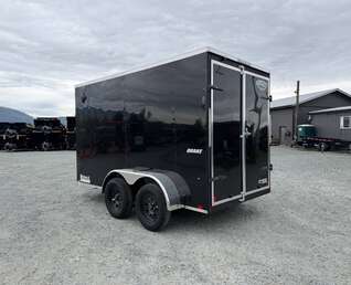 Thumbnail Photo of 2026 Impact Quake 6x12 V Nose Cargo / Enclosed Trailer Tandem Axle Black Barn Doors Extra Height 7000lb GVW