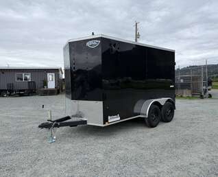Thumbnail Photo of 2026 Impact Quake 6x12 V Nose Cargo / Enclosed Trailer Tandem Axle Black Barn Doors Extra Height 7000lb GVW