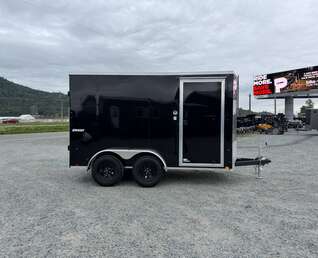 Thumbnail Photo of 2026 Impact Quake 6x12 V Nose Cargo / Enclosed Trailer Tandem Axle Black Barn Doors Extra Height 7000lb GVW