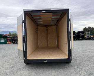 Thumbnail Photo of 2026 Impact Quake 6x12 V Nose Cargo / Enclosed Trailer Tandem Axle Black Barn Doors Extra Height 7000lb GVW