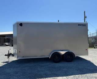 Thumbnail Photo of 2026 Royal 7x16 Enclosed Cargo Trailer V Nose Ramp Door Pewter 7700lb GVW Extra Height