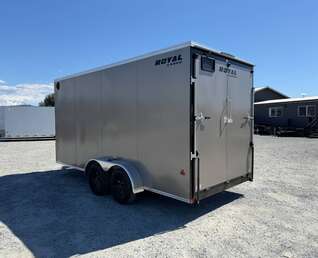 Thumbnail Photo of 2026 Royal 7x16 Enclosed Cargo Trailer V Nose Ramp Door Pewter 7700lb GVW Extra Height
