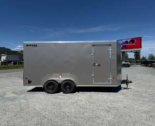 Thumbnail Photo of 2026 Royal 7x16 Enclosed Cargo Trailer V Nose Ramp Door Pewter 7700lb GVW Extra Height