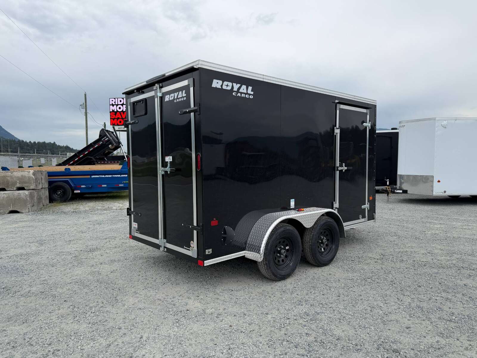 Photo of 2026 Royal Cargo 6x12 Enclosed Trailer Tandem Axle Rear Barn Doors Gloss Black 7700lbs GVW