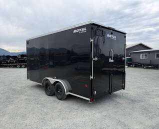 Thumbnail Photo of 2026 Royal 7.5X16 V-NOSE RAMP DOOR EXTRA HEIGHT Cargo / Enclosed Trailer Gloss Black 7700lb GVW (GSR)