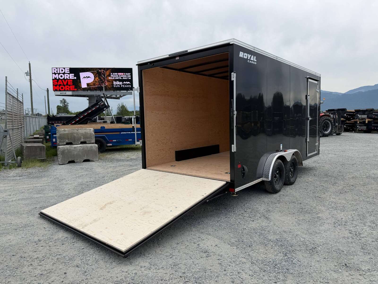 Photo of 2026 Royal 7.5X16 V-NOSE RAMP DOOR EXTRA HEIGHT Cargo / Enclosed Trailer Gloss Black 7700lb GVW (GSR)