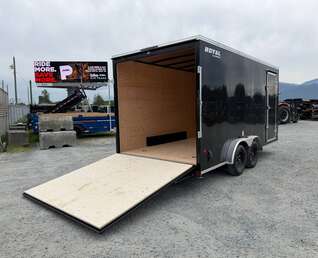 Thumbnail Photo of 2026 Royal 7.5X16 V-NOSE RAMP DOOR EXTRA HEIGHT Cargo / Enclosed Trailer Gloss Black 7700lb GVW (GSR)