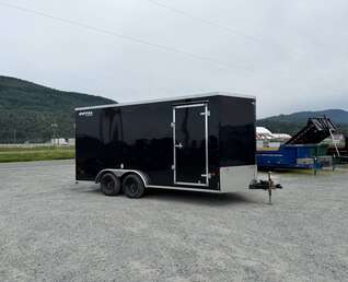 Thumbnail Photo of 2026 Royal 7.5X16 V-NOSE RAMP DOOR EXTRA HEIGHT Cargo / Enclosed Trailer Gloss Black 7700lb GVW (GSR)