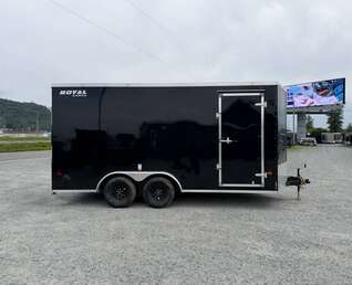 Thumbnail Photo of 2026 Royal 7.5X16 V-NOSE RAMP DOOR EXTRA HEIGHT Cargo / Enclosed Trailer Gloss Black 7700lb GVW (GSR)