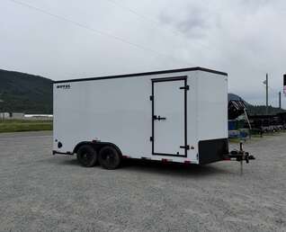 Thumbnail Photo of 2026 Royal Cargo 8.5X16 V NOSE Cargo / Enclosed Trailer WHITE w/ BLACKOUT PKG RAMP DOOR EXTRA HEIGHT 11,400LB GVW (GSR)