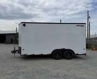Thumbnail Photo of 2026 Royal Cargo 8.5X16 V NOSE Cargo / Enclosed Trailer WHITE w/ BLACKOUT PKG RAMP DOOR EXTRA HEIGHT 11,400LB GVW (GSR)