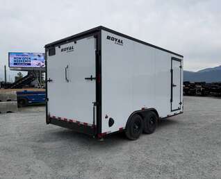Thumbnail Photo of 2026 Royal Cargo 8.5X16 V NOSE Cargo / Enclosed Trailer WHITE w/ BLACKOUT PKG RAMP DOOR EXTRA HEIGHT 11,400LB GVW (GSR)