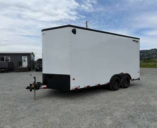 Thumbnail Photo of 2026 Royal Cargo 8.5X16 V NOSE Cargo / Enclosed Trailer WHITE w/ BLACKOUT PKG RAMP DOOR EXTRA HEIGHT 11,400LB GVW (GSR)