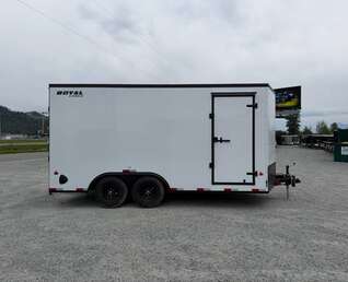 Thumbnail Photo of 2026 Royal Cargo 8.5X16 V NOSE Cargo / Enclosed Trailer WHITE w/ BLACKOUT PKG RAMP DOOR EXTRA HEIGHT 11,400LB GVW (GSR)