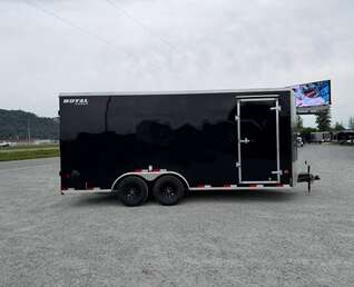 Thumbnail Photo of 2026 Royal 7.5x18 Cargo Enclosed Trailer Heavy Duty 11400lb GVW w/ Barn Doors Gloss Black