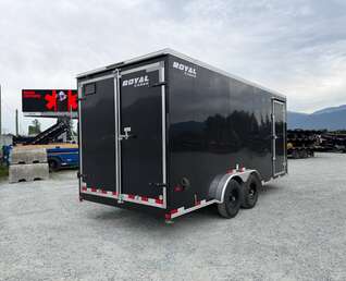 Thumbnail Photo of 2026 Royal 7.5x18 Cargo Enclosed Trailer Heavy Duty 11400lb GVW w/ Barn Doors Gloss Black
