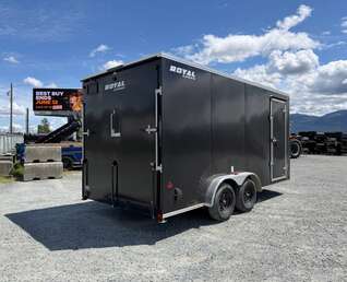 Thumbnail Photo of 2026 Royal 7.5X16 V-NOSE RAMP DOOR EXTRA HEIGHT Cargo / Enclosed Trailer Black 7700lb GVW (GSR)