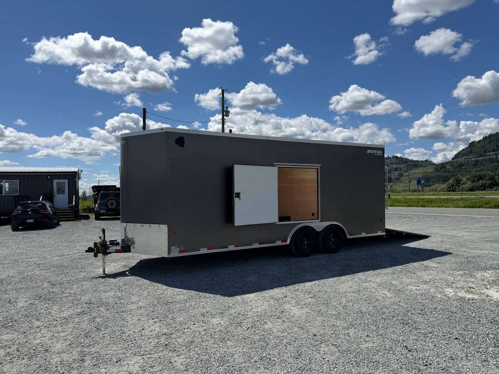 Photo of 2026 Royal Cargo 8.5x20 SIDE ESCAPE DOOR +V Nose 11,400lb Cargo / Enclosed Trailer Car Hauler Extra Height Ramp Door Charcoal Grey (GSR)