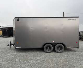 Thumbnail Photo of **Scratch Discount** 2026 Royal 7.5X16 V-NOSE RAMP DOOR EXTRA HEIGHT Cargo / Enclosed Trailer Charcoal Grey w/ Blackout Package 7700lb GVW (GSR)
