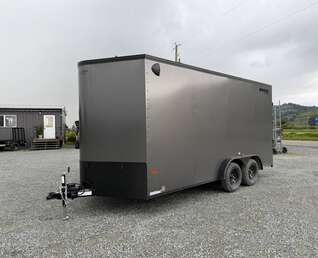 Thumbnail Photo of **Scratch Discount** 2026 Royal 7.5X16 V-NOSE RAMP DOOR EXTRA HEIGHT Cargo / Enclosed Trailer Charcoal Grey w/ Blackout Package 7700lb GVW (GSR)