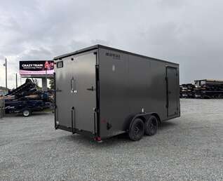 Thumbnail Photo of **Scratch Discount** 2026 Royal 7.5X16 V-NOSE RAMP DOOR EXTRA HEIGHT Cargo / Enclosed Trailer Charcoal Grey w/ Blackout Package 7700lb GVW (GSR)