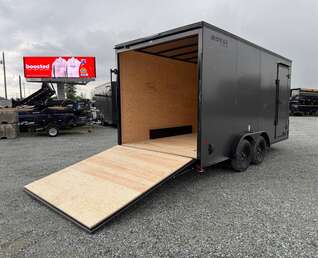 Thumbnail Photo of **Scratch Discount** 2026 Royal 7.5X16 V-NOSE RAMP DOOR EXTRA HEIGHT Cargo / Enclosed Trailer Charcoal Grey w/ Blackout Package 7700lb GVW (GSR)