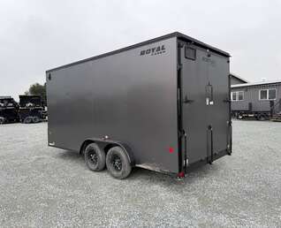 Thumbnail Photo of **Scratch Discount** 2026 Royal 7.5X16 V-NOSE RAMP DOOR EXTRA HEIGHT Cargo / Enclosed Trailer Charcoal Grey w/ Blackout Package 7700lb GVW (GSR)