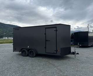 Thumbnail Photo of **Scratch Discount** 2026 Royal 7.5X16 V-NOSE RAMP DOOR EXTRA HEIGHT Cargo / Enclosed Trailer Charcoal Grey w/ Blackout Package 7700lb GVW (GSR)