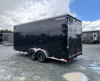 Thumbnail Photo of 2026 Royal 7.5x18 Cargo Enclosed Trailer Heavy Duty 11400lb GVW w/ Ramp Door Gloss Black (GSR)