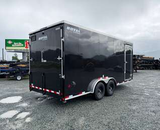 Thumbnail Photo of 2026 Royal 7.5x18 Cargo Enclosed Trailer Heavy Duty 11400lb GVW w/ Ramp Door Gloss Black (GSR)
