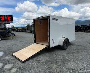 Thumbnail Photo of 2026 Royal Cargo 5x10 Cargo Enclosed Trailer V Nose Ramp Door White (GSR)