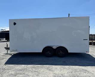 Thumbnail Photo of 2026 Impact 8.5x18 Quake V Nose Cargo Enclosed Trailer Ramp Door Extra Height White 7000lb GVW