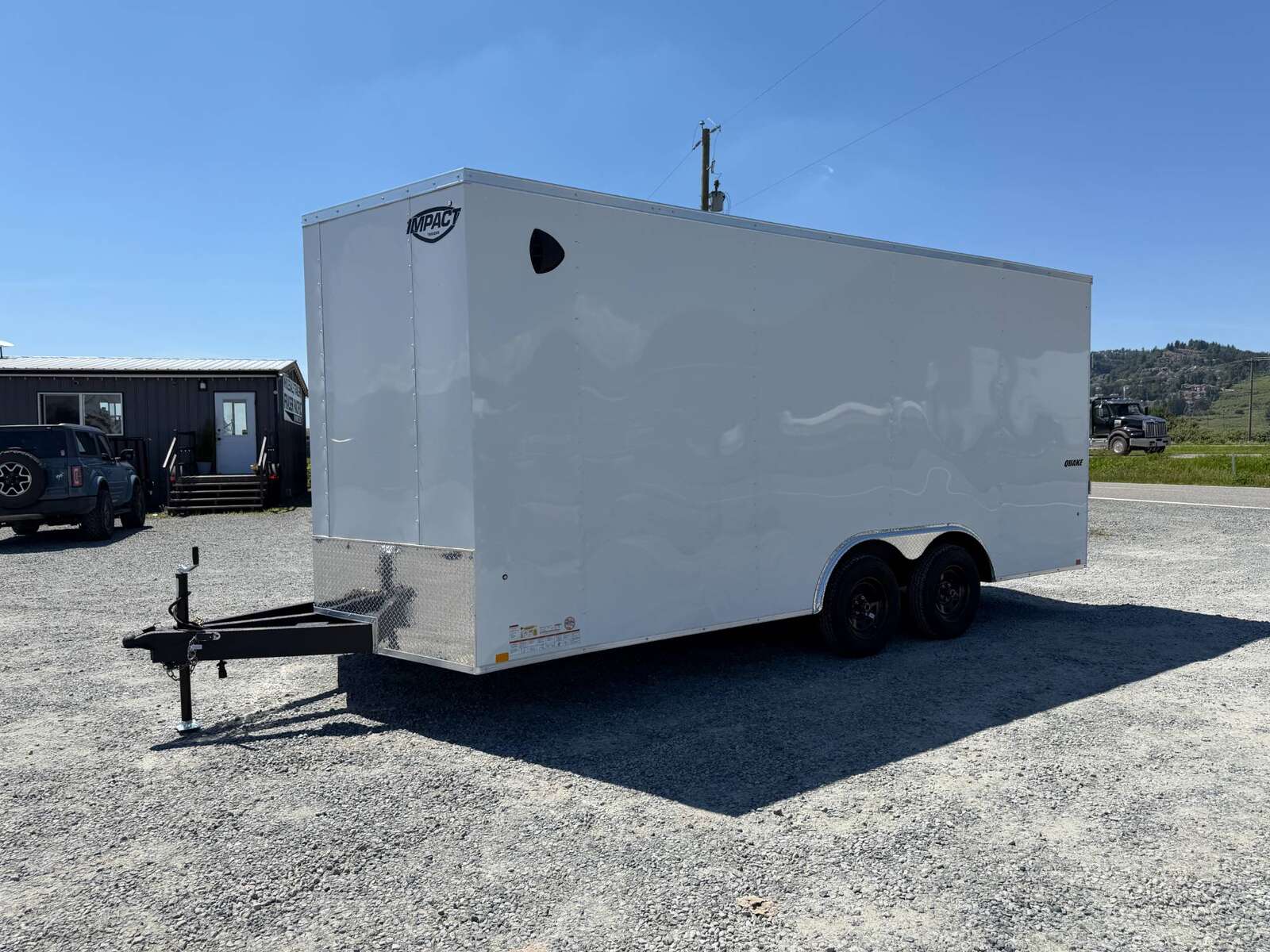 Photo of 2026 Impact 8.5x18 Quake V Nose Cargo Enclosed Trailer Ramp Door Extra Height White 7000lb GVW