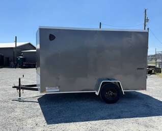 Thumbnail Photo of 2026 Impact Quake 6x12 V Nose Cargo / Enclosed Trailer Charcoal Grey Ramp Door Extra Height 2990lb GVW