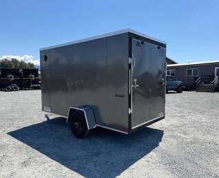 Thumbnail Photo of 2026 Impact Quake 6x12 V Nose Cargo / Enclosed Trailer Charcoal Grey Ramp Door Extra Height 2990lb GVW