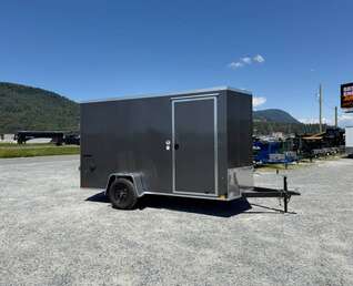 Thumbnail Photo of 2026 Impact Quake 6x12 V Nose Cargo / Enclosed Trailer Charcoal Grey Ramp Door Extra Height 2990lb GVW