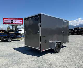 Thumbnail Photo of 2026 Impact Quake 6x12 V Nose Cargo / Enclosed Trailer Charcoal Grey Ramp Door Extra Height 2990lb GVW