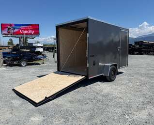 Thumbnail Photo of 2026 Impact Quake 6x12 V Nose Cargo / Enclosed Trailer Charcoal Grey Ramp Door Extra Height 2990lb GVW