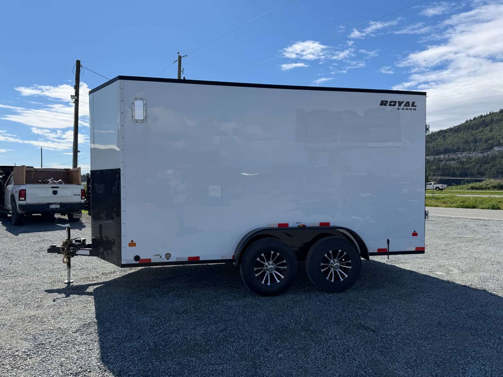 Photo of 2026 Royal Cargo 7X14 Contractor Package V Nose 13,200lb GVW BARN DOORS WHITE Enclosed Trailer Extra Tall