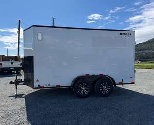Thumbnail Photo of 2026 Royal Cargo 7X14 Contractor Package V Nose 13,200lb GVW BARN DOORS WHITE Enclosed Trailer Extra Tall