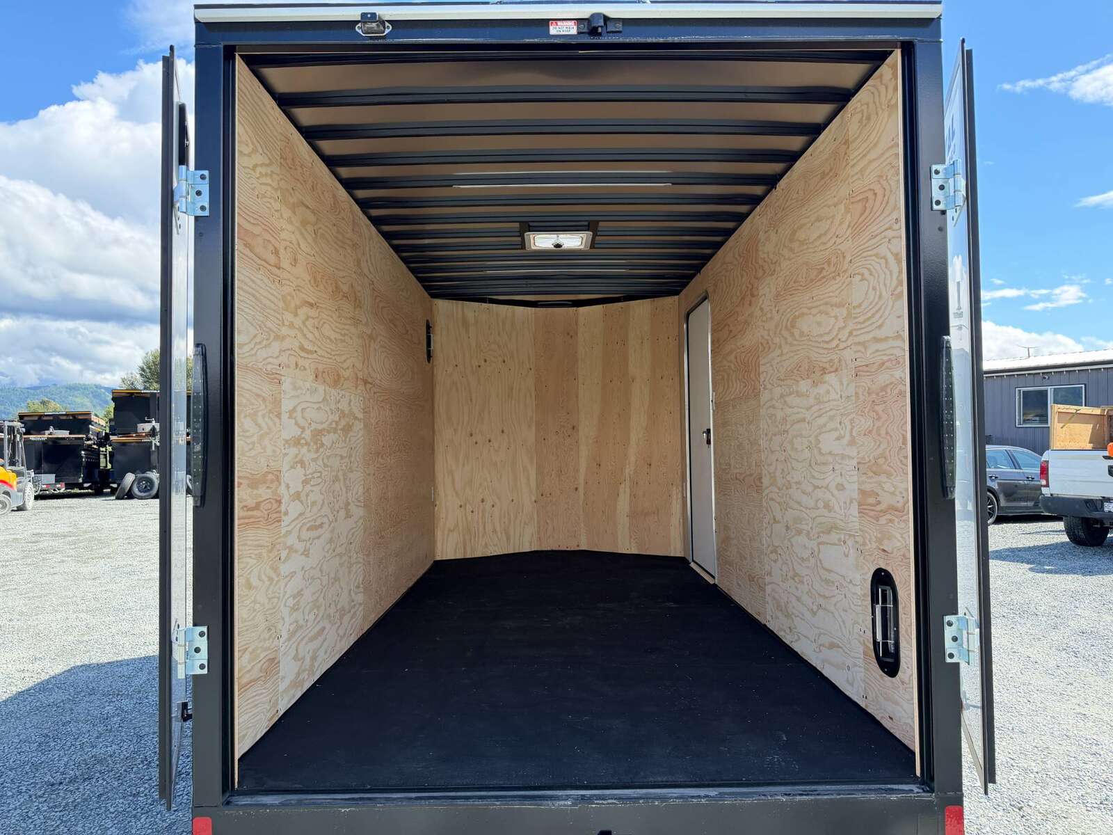 Photo of 2026 Royal Cargo 7X14 Contractor Package V Nose 13,200lb GVW BARN DOORS WHITE Enclosed Trailer Extra Tall
