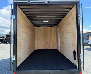 Thumbnail Photo of 2026 Royal Cargo 7X14 Contractor Package V Nose 13,200lb GVW BARN DOORS WHITE Enclosed Trailer Extra Tall