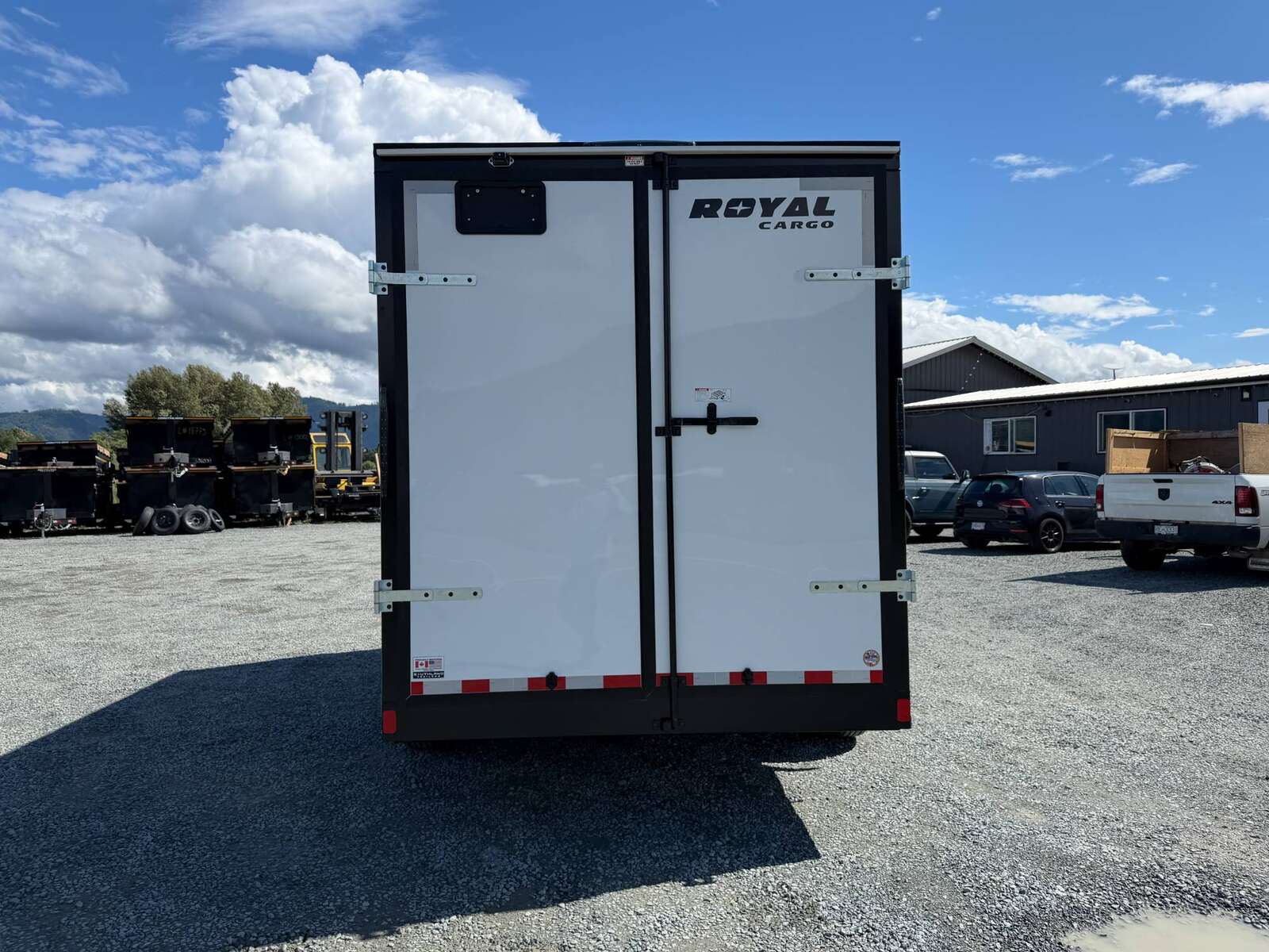 Photo of 2026 Royal Cargo 7X14 Contractor Package V Nose 13,200lb GVW BARN DOORS WHITE Enclosed Trailer Extra Tall