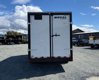 Thumbnail Photo of 2026 Royal Cargo 7X14 Contractor Package V Nose 13,200lb GVW BARN DOORS WHITE Enclosed Trailer Extra Tall