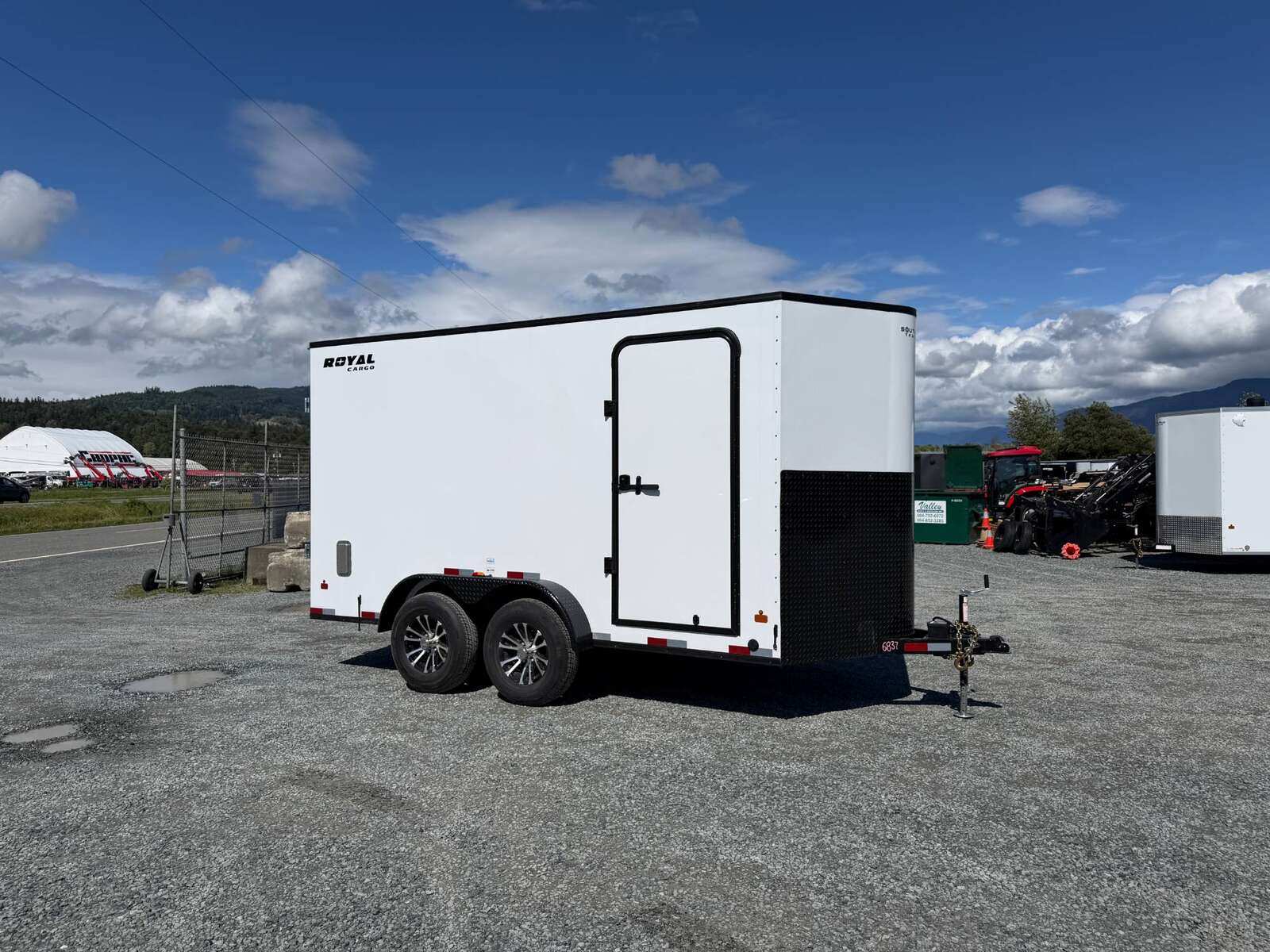 Photo of 2026 Royal Cargo 7X14 Contractor Package V Nose 13,200lb GVW BARN DOORS WHITE Enclosed Trailer Extra Tall