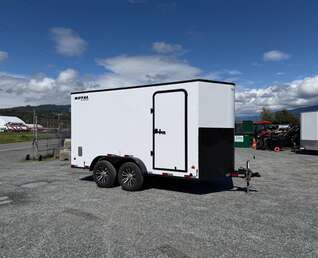 Thumbnail Photo of 2026 Royal Cargo 7X14 Contractor Package V Nose 13,200lb GVW BARN DOORS WHITE Enclosed Trailer Extra Tall