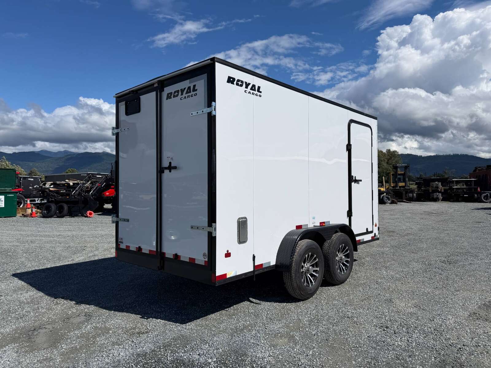 Photo of 2026 Royal Cargo 7X14 Contractor Package V Nose 13,200lb GVW BARN DOORS WHITE Enclosed Trailer Extra Tall
