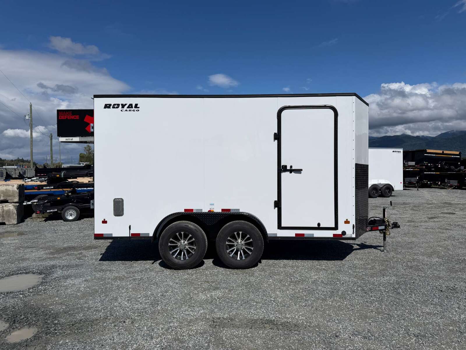 Photo of 2026 Royal Cargo 7X14 Contractor Package V Nose 13,200lb GVW BARN DOORS WHITE Enclosed Trailer Extra Tall