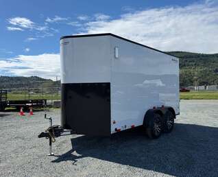 Thumbnail Photo of 2026 Royal Cargo 7X14 Contractor Package V Nose 13,200lb GVW BARN DOORS WHITE Enclosed Trailer Extra Tall